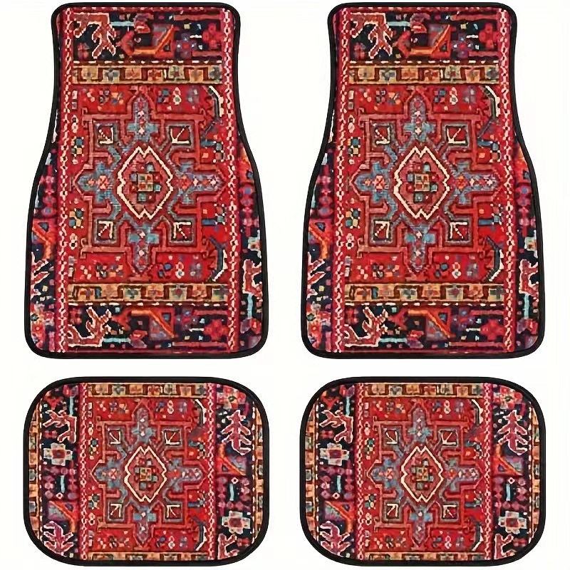 Hot-Selling Jit Bohemian Retro Ethnic Style Car Floor Mats Four-Piece Set Wear-Resistant Wholesale Latex Non-Slip