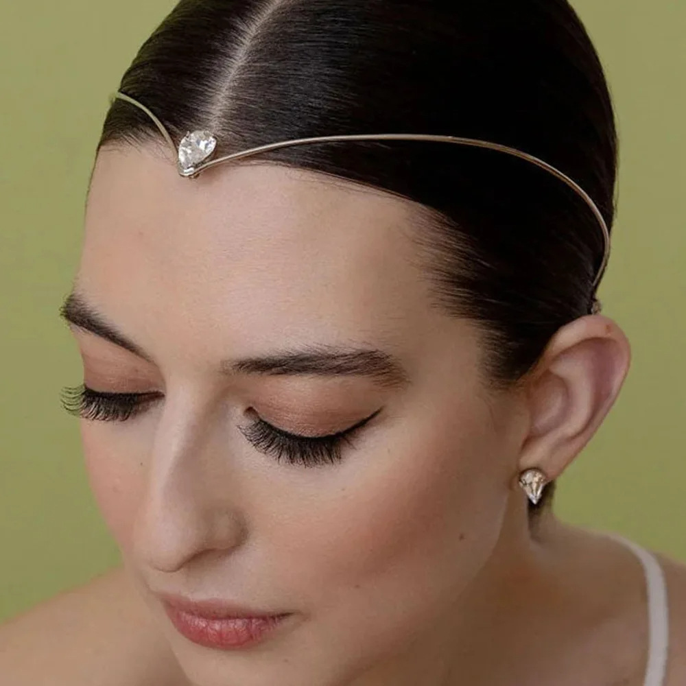 Moda temperamento en forma de V diadema simple princesa gota de agua Accesorios para el pelo nupcial boda Cadena de pelo