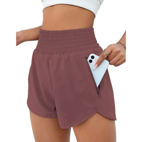Women's High Waist Running Sports Yoga Fake Two-Piece Shorts Anti-Light Fitness Elastic Workout Slimming Tights!