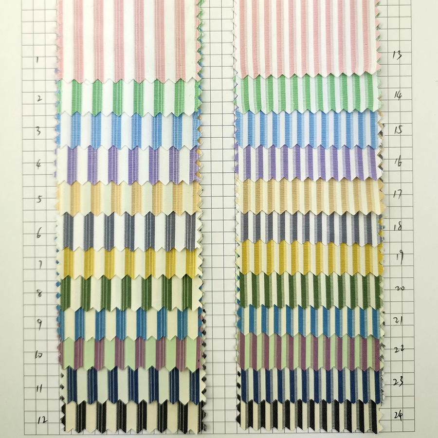 不规则涤棉TC条纹布 梭织 时装裙子 衬衫布料色织条子面料