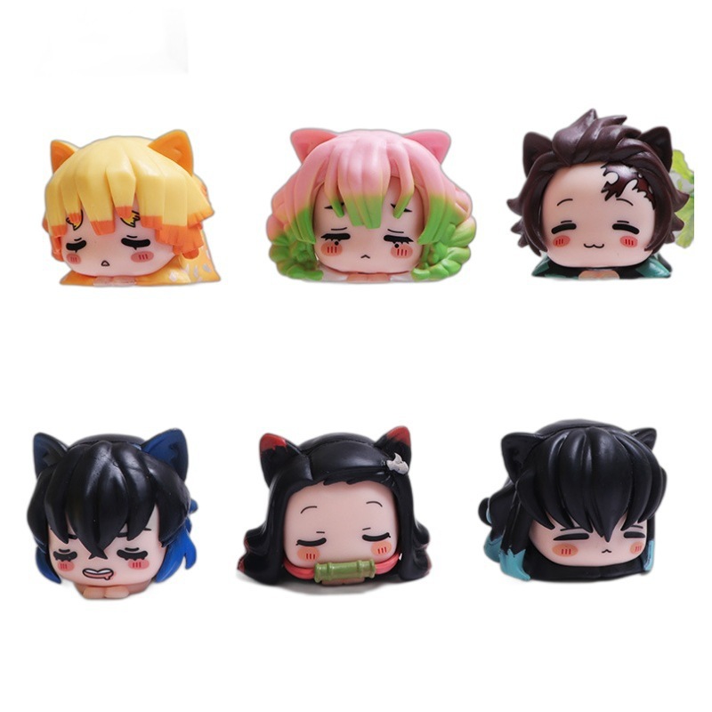 6種類の腹ばいになっているフィギュアアニメアニメ|undefined