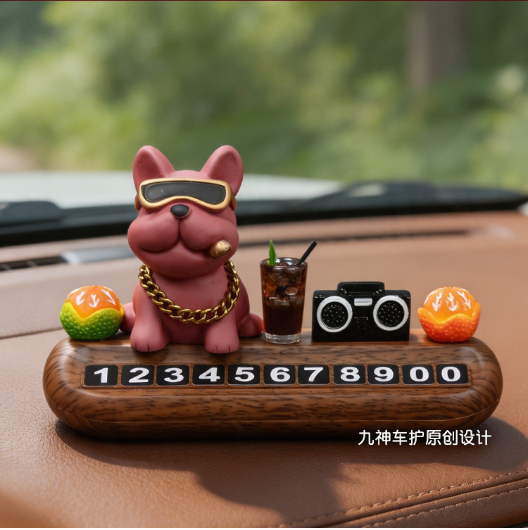 Luxury Dog-themed Car Temporary Parking Sign with Phone Number, Car Moving Card, High-end Decorative Accessory for Women