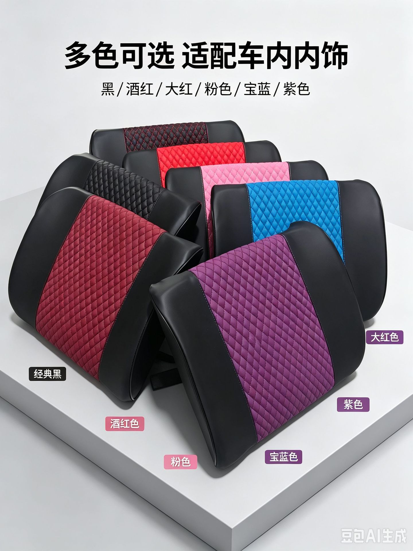 Car lumbar support cushion, designed to provide support for the lower back while driving, made with memory foam for comfortable, breathable support, reducing fatigue during long drives