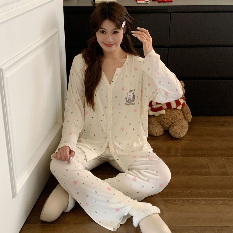 2026 New Style Sweet Maternity Pajama Set with Chest Pads for Summer, Suitable for Postpartum and Breastfeeding 2026 New Style Sweet Maternity Pajama Set with Chest Pads for Summer, Suitable for Postpartum and Breastfeeding