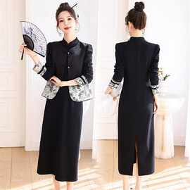 新中式G风改良旗袍套装女2026年春秋新款感禅意连衣裙两件套