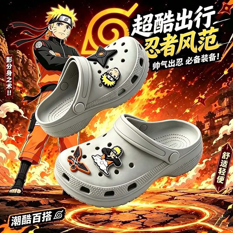 Naruto Children's Clogs Boys' Slippers Summer New Non-Slip Boys' Sandals Soft-Soled Beach Slippers