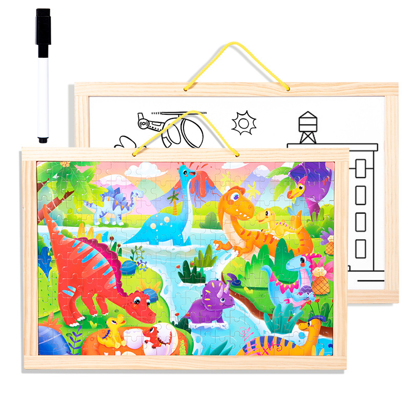 200 piezas de puzzle de madera para niños muchos juegos temáticos juegos de doble cara juguetes de inteligencia de educación temprana