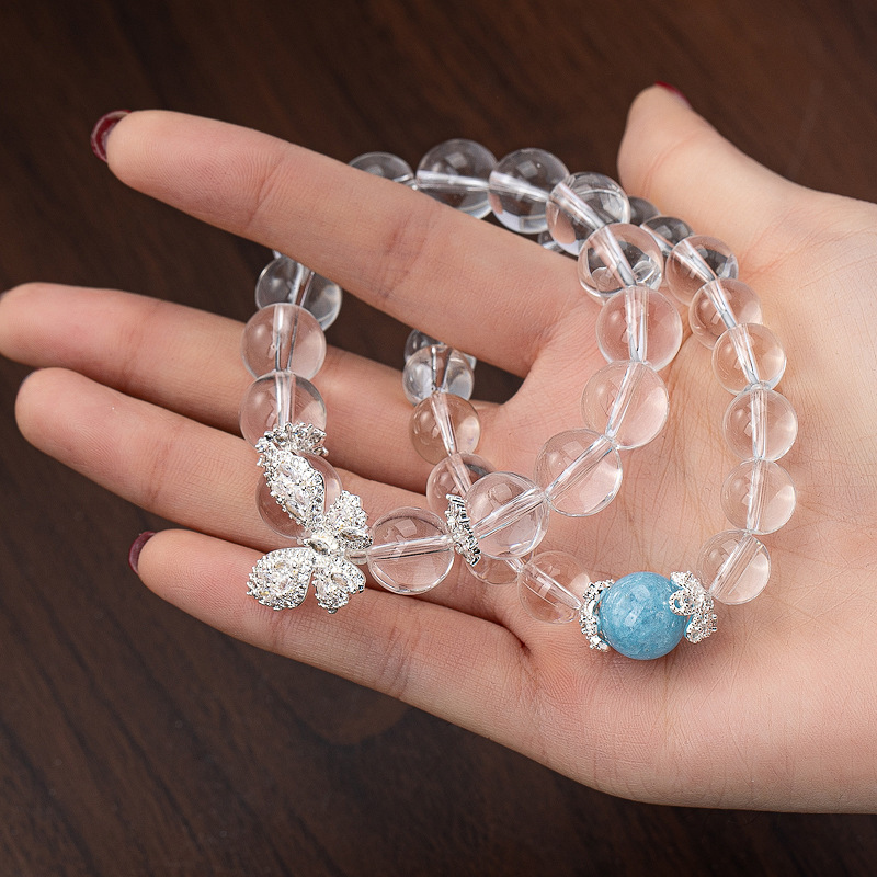 New White Crystal Aquamarine Bracelet Crystal Bracelet Lucky Energy Bracelet Girlfriend Couple Small Gift Wholesale