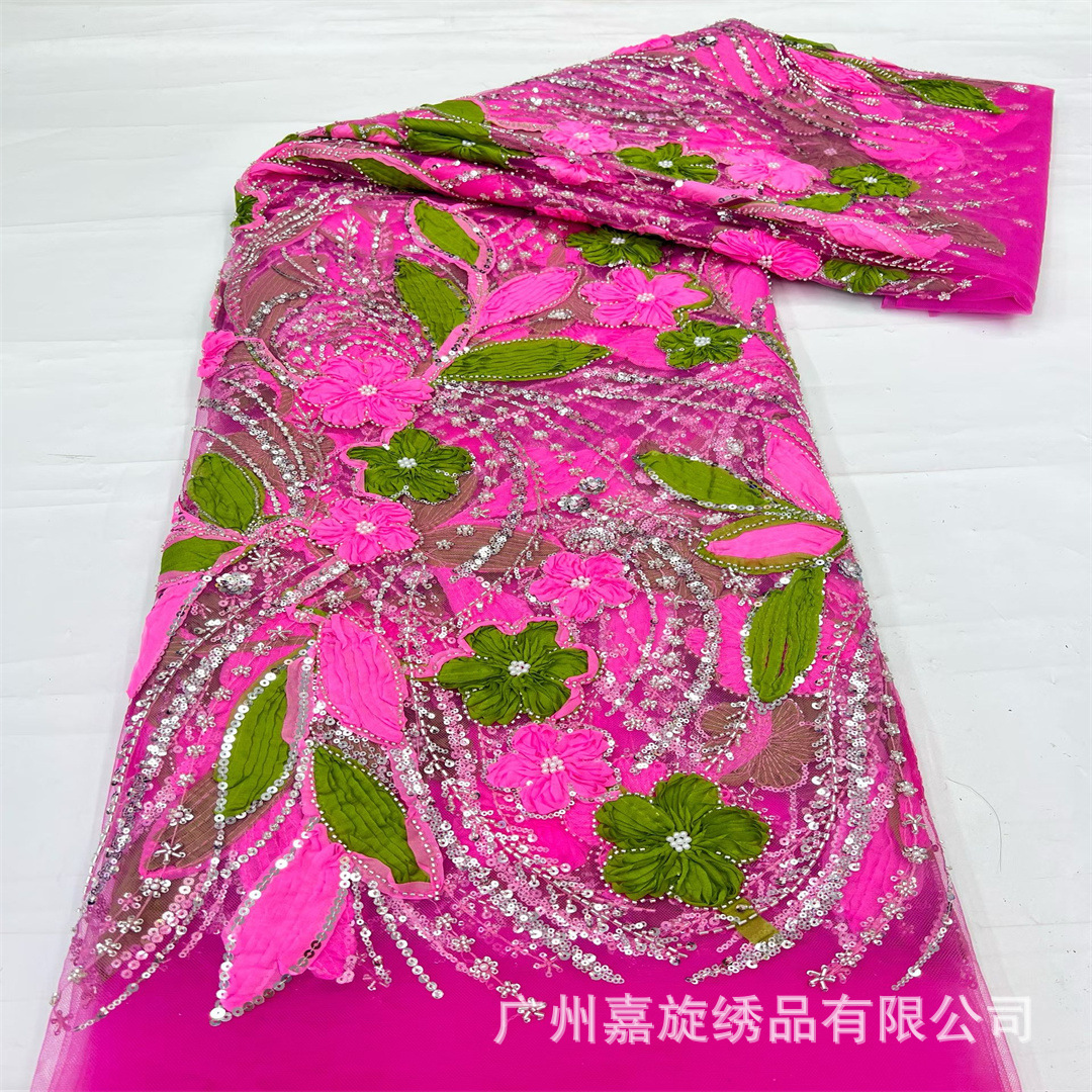 África Vietnam vestido de boda vestido de espectáculo vestido de boda con cuentas roscas bordadas de paleta tela de bordado encaje vestido de boda