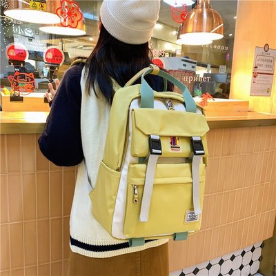 2021 Spring and summer new pattern Korean Edition fashion Backpack men and women high school student schoolbag Color double hit back Casual Bags