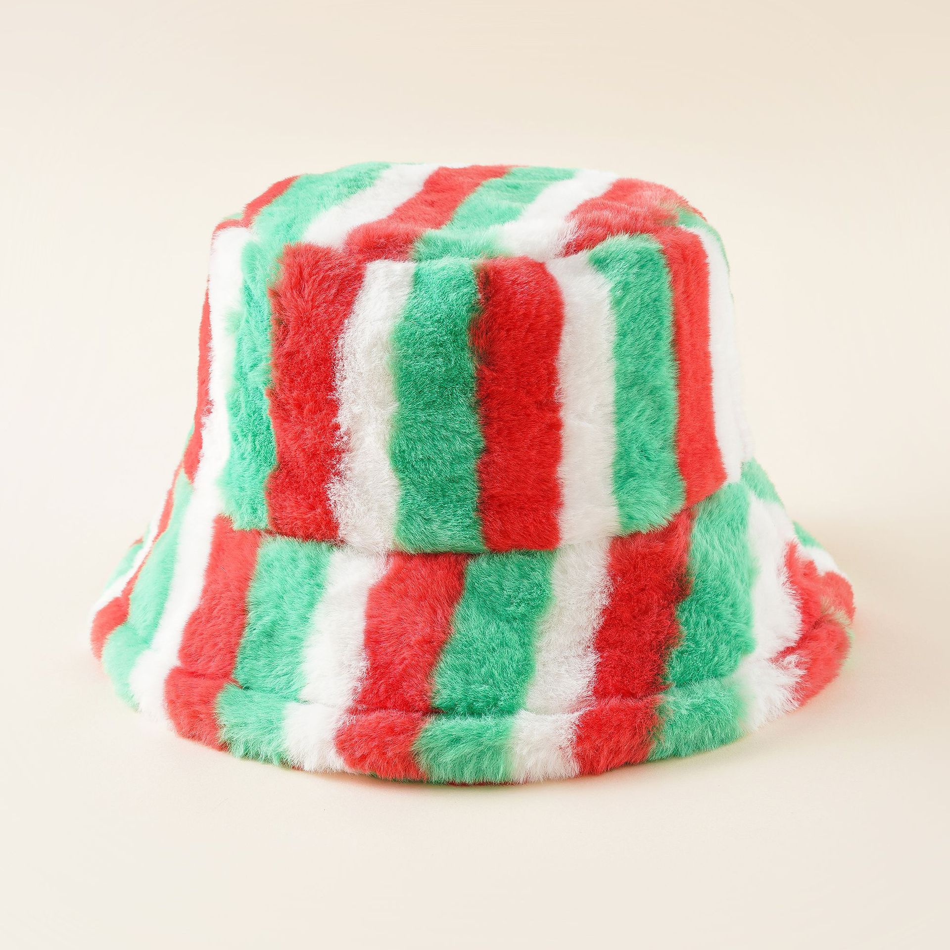 Corea del Sur nuevo engrosado retro rayas cara-cubierta felpa cuenca sombrero para mujeres otoño e invierno estilo coreano a prueba de frío cálido oído protección pescador sombrero