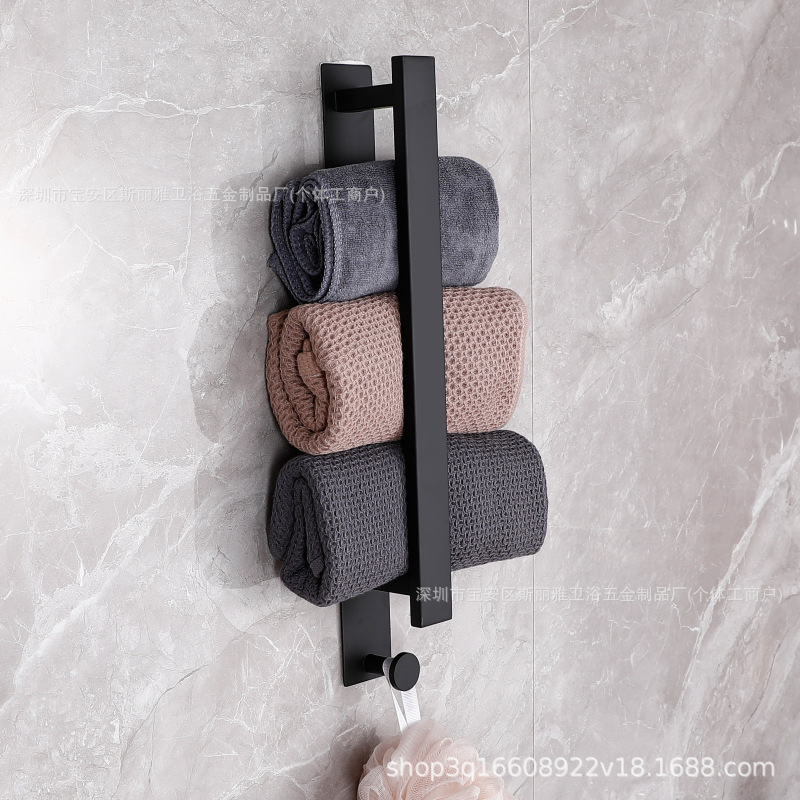 Cross-Border Punch-Free Bathroom Towel Rack Stainless Steel Bathroom Towel Bar Bathroom Storage Rack Storage Rack Towel Ring