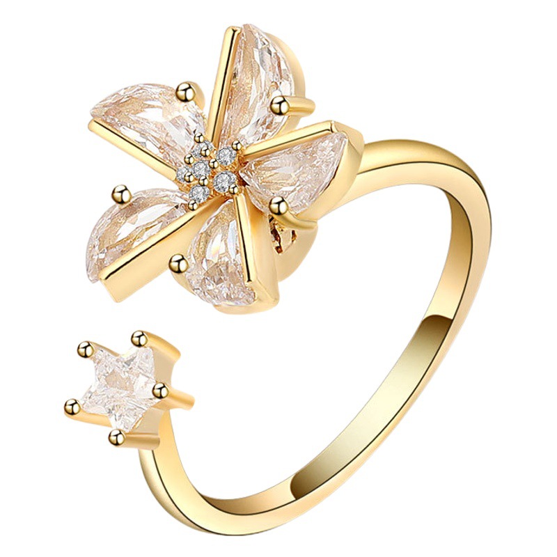 Anillo Giratorio de Molino de Viento de Cobre, Ajustable, para Mujer