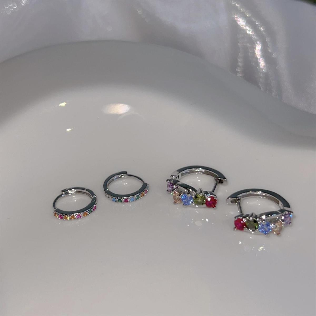 8g Weight Zircon Inlay Material Earrings Classification 1 Pair Modern Style Classic Style Color Block Inlay Alloy Zircon Earrings