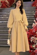 加厚假两件针织连衣裙女秋冬小个子爆款独特配大衣内搭打底毛衣裙