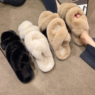 Women's thick-soled high-rise three-style plush slippers 2023 new autumn and winter cotton slippers home Korean style slippers