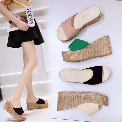 Summer Women's Shoes, Thick Platform Sandals, Women's Open-Toe Slides, Slides, One-Word Casual Sandals