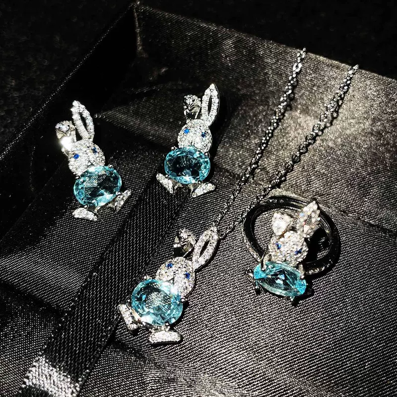 Organic earrings, cute pendant, rabbit, ring, micro incrustation, diamond encrusted