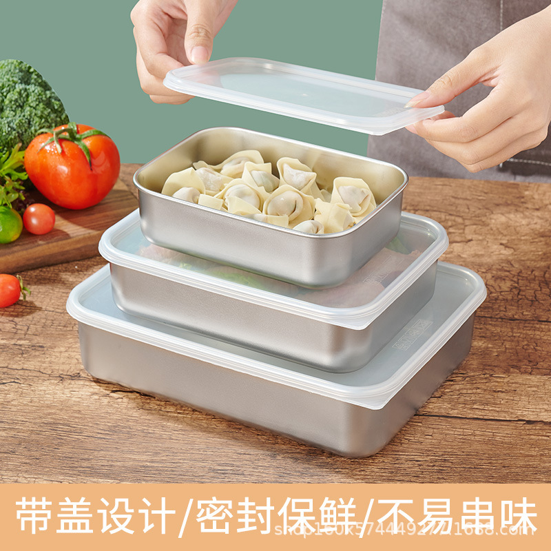 Acero inoxidable crisper hogar sellado grado alimenticio refrigerador con tapa carne de pescado congelado caja refrigerada