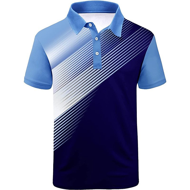 男式 Polo 衫高尔夫衬衫图案印花几何运动时尚街头服饰设计师