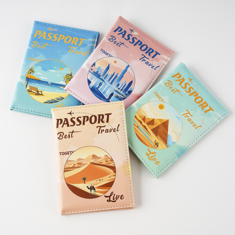 26g Weight Unisex Classic Style Landscape Pu Leather Passport Holders