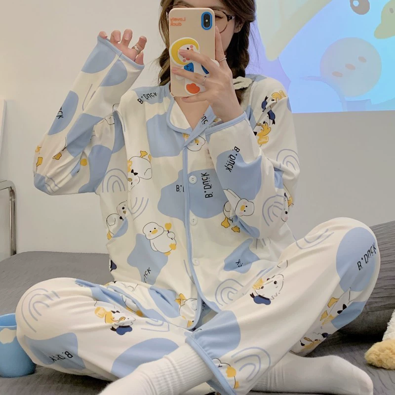 Летняя летняя тонкая Пижама для беременных весна и осень впитывающий пот материнский послеродовой костюм для кормления грудью Домашняя одежда 78