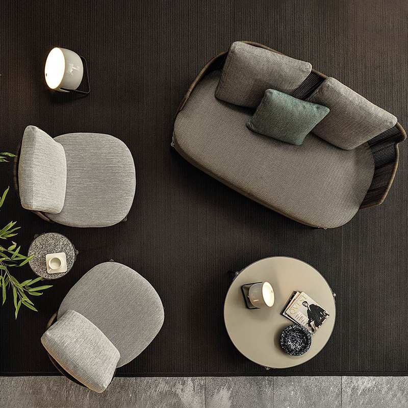 Nordic outdoor rattan chair sofa, outdoor balcony courtyard villa garden leisure double rattan sofa set furniture