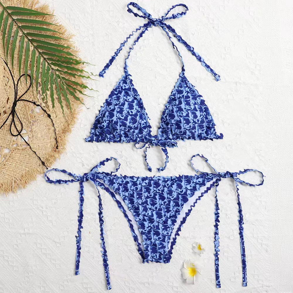 Triangle Bikini Set Women, European-Style Drawstring Sports Swimwear, Sizes S–XL