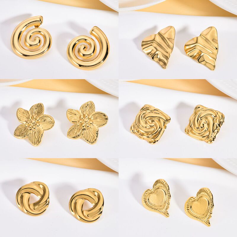 European and American Cross-Border 304 Stainless Steel Hydraulic Oil Pressure Earrings, Vintage Design, Irregular Geometric Jewelry Wholesale European and American Cross-Border 304 Stainless Steel Hydraulic Oil Pressure Earrings, Vintage Design, Irregular Geometric Jewelry Wholesale