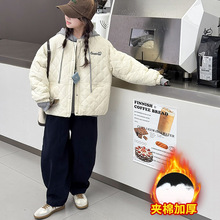 女童夹棉外套秋冬款2025新款洋气儿童冬装棉衣小女孩夹棉加厚上衣