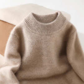 儿童套头加厚100%全羊毛衫男女童针织打底衫中大童宝宝保暖毛衣