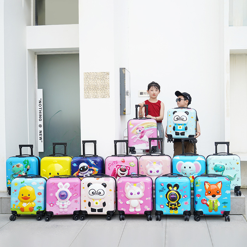 3D Kidsren's Trolley Case 18-Inch Universal Wheel Boarding Suitcase Student Password Travel Case Zipper Boarding Case