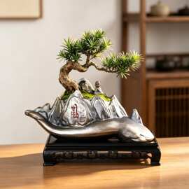新中式仿石盆景花盆 桌面禅意造景盆室内绿植老桩栽种陶瓷盆批发