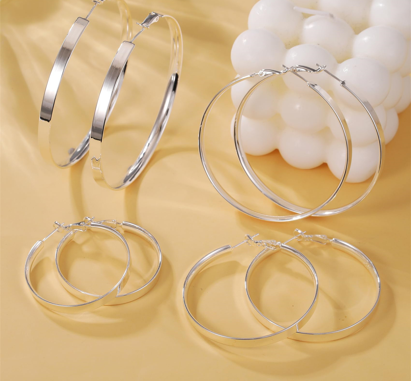 18g Weight Environmental Protection Steel Needle Ear Needle Material 1 Pair Exaggerated Streetwear Solid Color Brass 14K Gold Plated Hoop Earrings