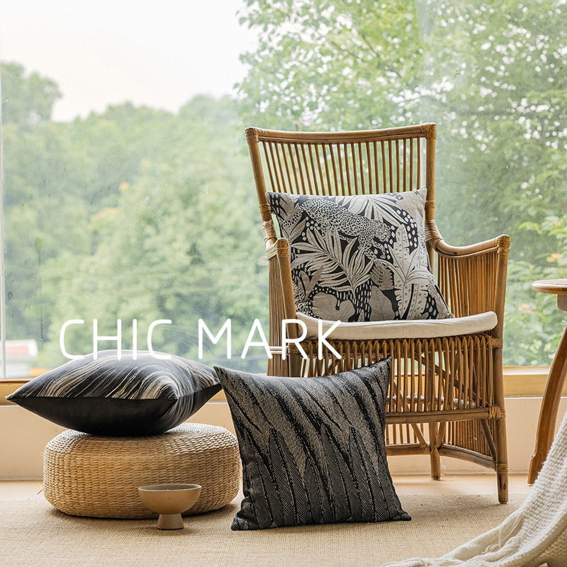 美式抽象民宿提花抱枕沙發客廳靠枕靠背墊臥室枕頭床頭陽台飄窗枕