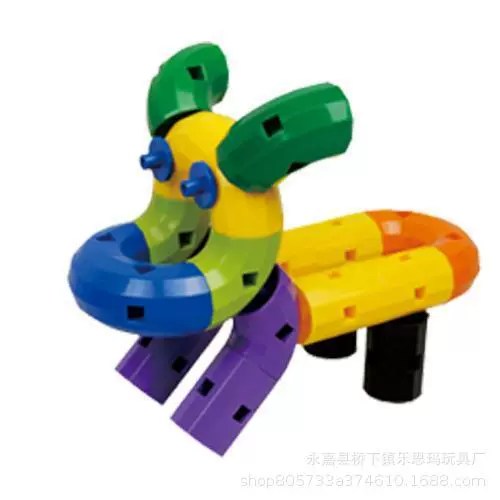 旋转管道立体拼搭拼插积木益智幼儿园早教儿童桌面玩具闪光大颗粒