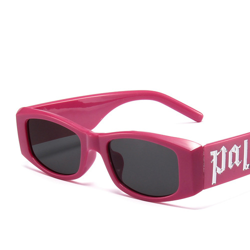 Small frame tender pink letter sunglasses 2024 new European and American style ins internet celebrity sunglasses punk trendy sunglasses