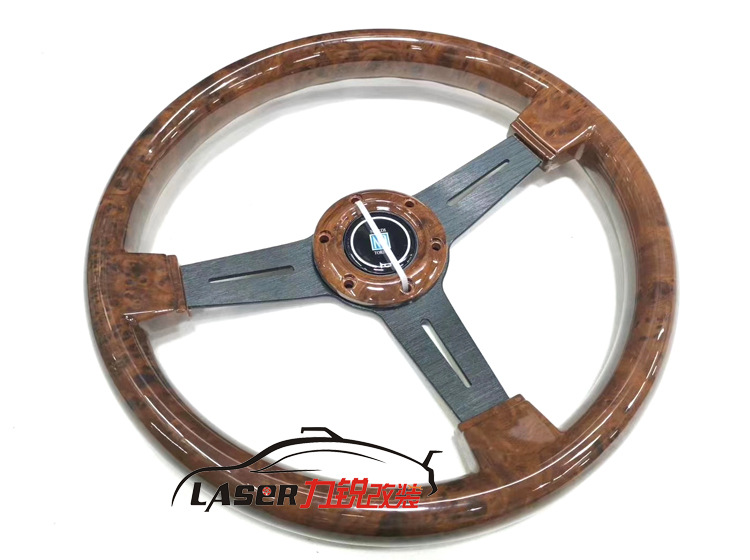 Adecuado para retro caoba volante coche de carreras modificación pusang viaje Suzuki Lada Jetta madera maciza plana 14 pulgadas