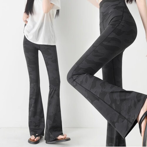 2025 New Micro-Horn Outerwear High-Waisted Elastic Camouflage Thin-Fit Abdominal Lifting Breathable Pants Elastic Yoga Pants