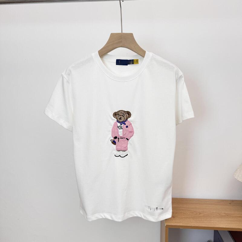 Cross-Border/Scannable/26 Spring/Summer Collection Pink Jacquard Bear Heavy Embroidery Pure Cotton T-Shirt Short Sleeve Casual Versatile Cross-Border/Scannable/26 Spring/Summer Collection Pink Jacquard Bear Heavy Embroidery Pure Cotton T-Shirt Short Sleeve Casual Versatile