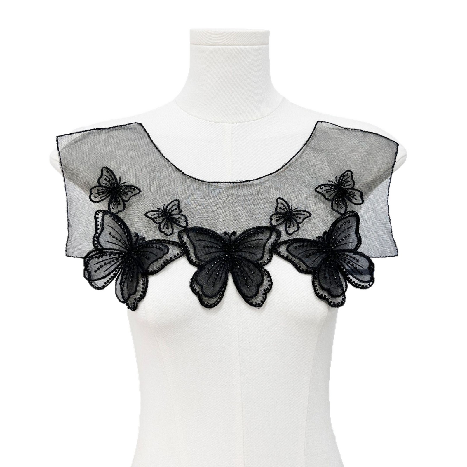 Mesh encaje mariposa bordado pegatinas de cuello vestido vestido vestido de baile decoración accesorios DIY precio al por mayor