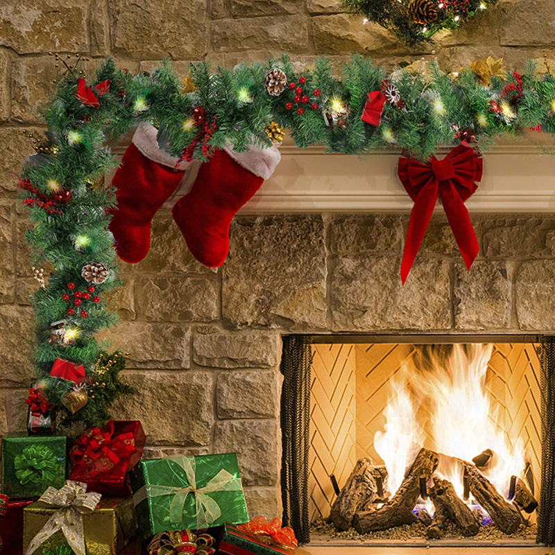 Navidad vines cifrado 2,7 metros con pinos pasamanos decoraciones navideñas vines decoraciones navideñas al por mayor