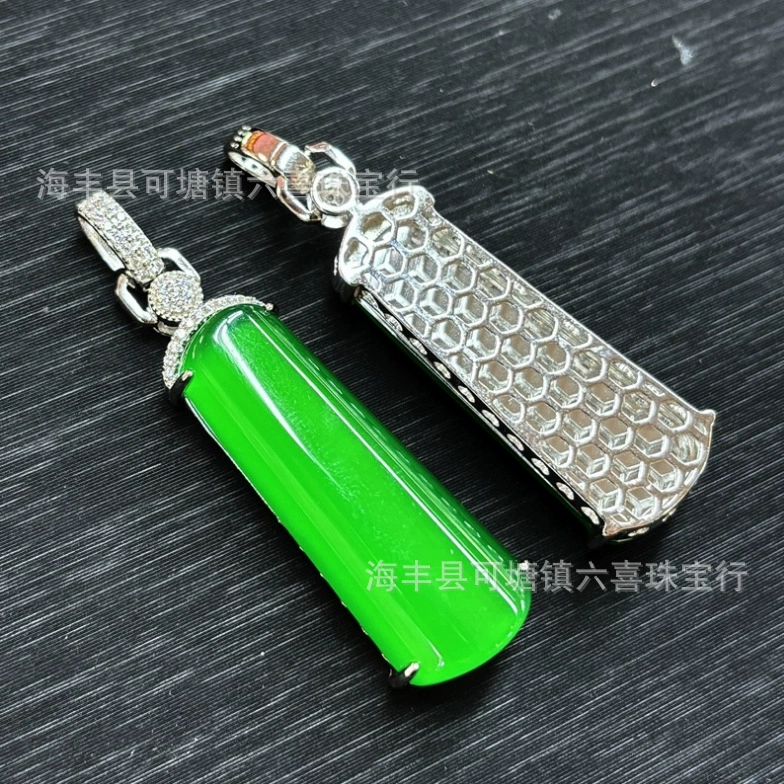 925 серебряный кулон с солнечным камнем и жадеитом, квадратный кулон с инкрустацией из ледяного жадеита, благородный стиль, оптовая продажа