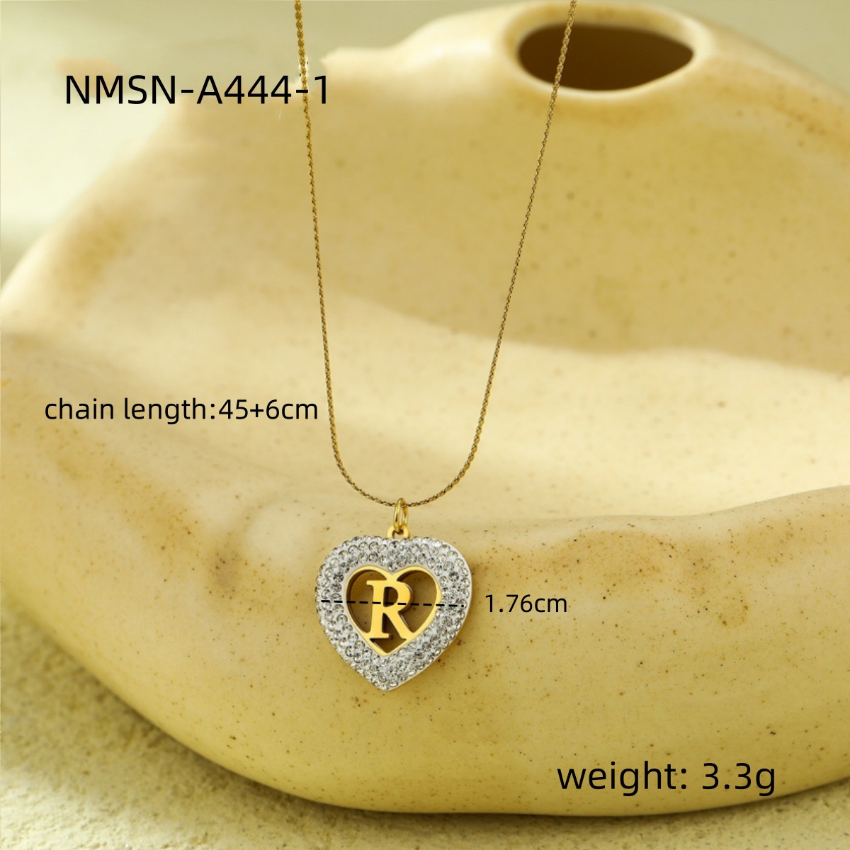 Heart Shape Pattern Wholesale Jewelry Lady Heart Shape 304 Stainless Steel Zircon Plating Pendant Necklace