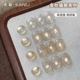 美甲金秋猫眼指甲油胶2026新款裸色爆闪金光纯色晶石透色猫眼胶