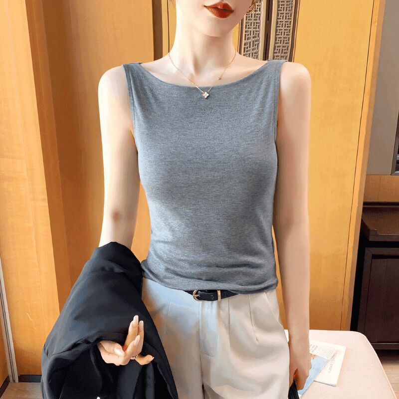 Boat Neck One-Shoulder Camisole Vest for Women, Suitable for Wearing under a Blazer, 2026 New Summer Style, Slim Fit Sleeveless Base Top