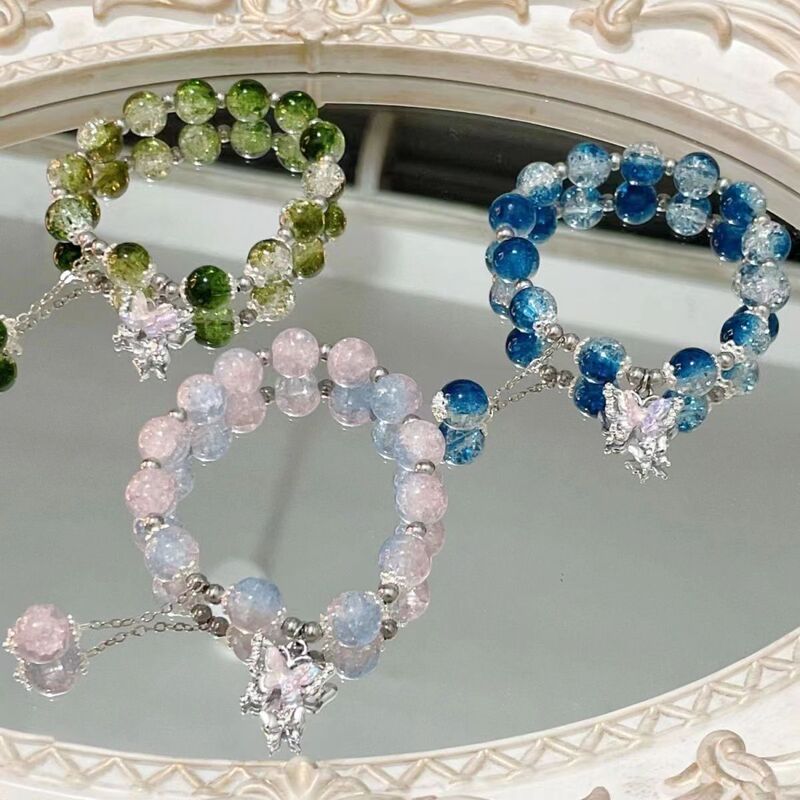 Floral Butterfly Bracelet Women's Niche Glass Bracelet for Best Friends, Student Party, High-Looking Gifts Manufacturer Wholesale