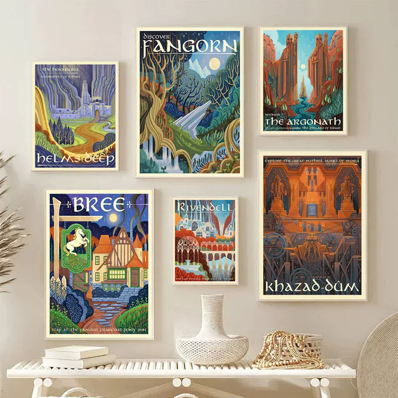 指环王魔戒电影装饰画高清喷绘现代客厅无框画北欧画芯可挂式挂画