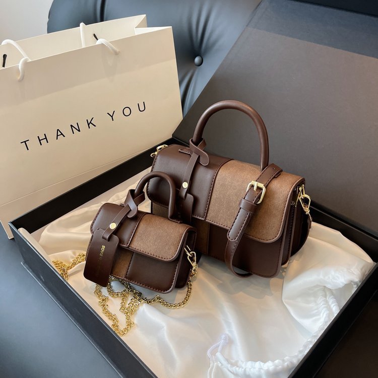 Primavera 2023 nuevo bolso de mujer moda versátil bolso de hombro empalmado bolso de mano de contraste