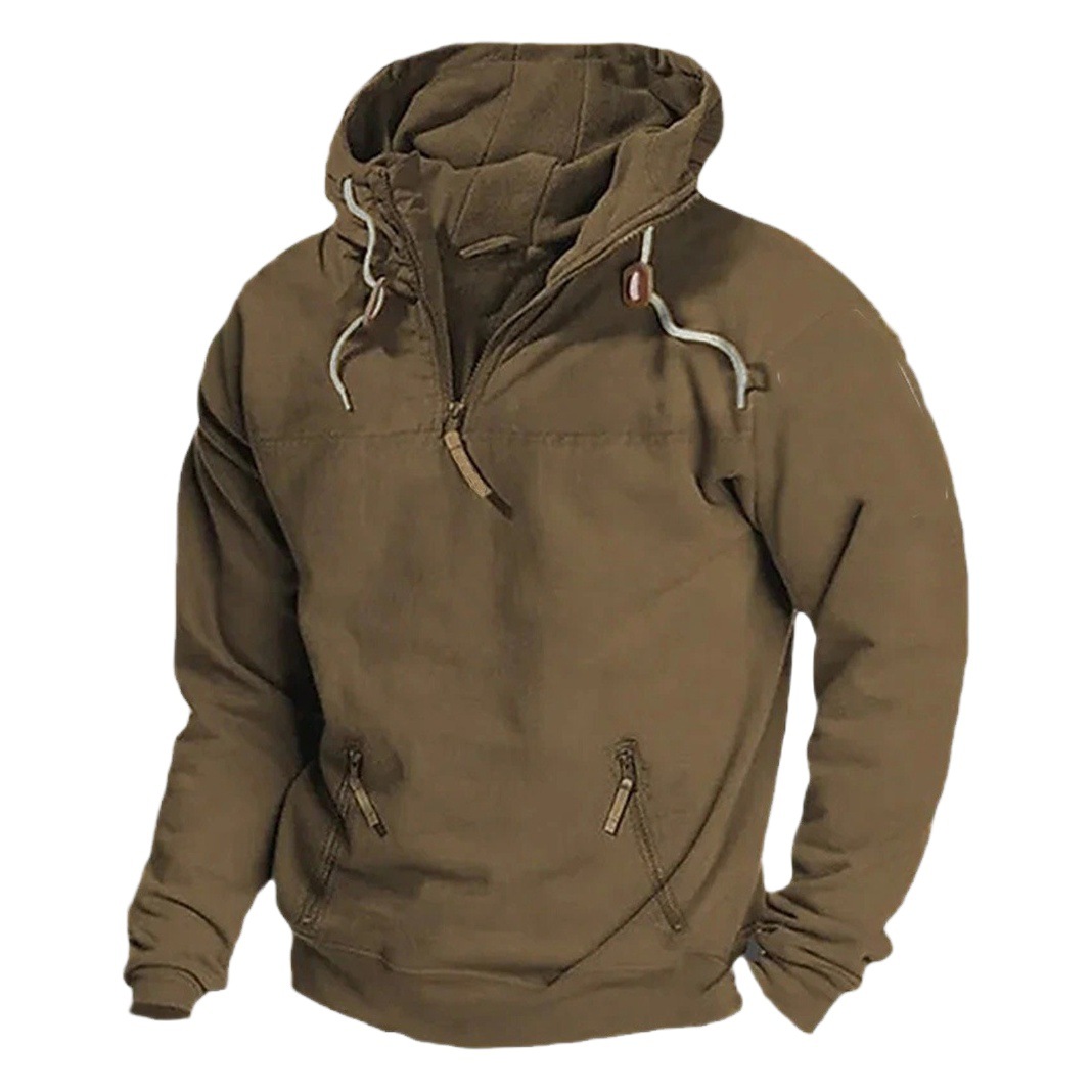 Transfronterizo 2023 Otoño e Invierno nuevos hombres con capucha suéter de color sólido deportes juveniles chaqueta casual suelta suéter de color sólido